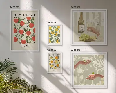 Wanddecoratie met fruit- en bloemmotief vintage stijl