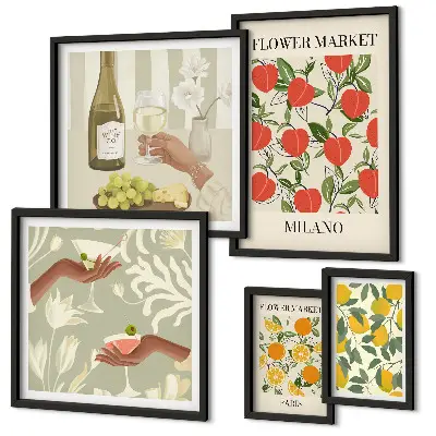 Wanddecoratie met fruit- en bloemmotief vintage stijl