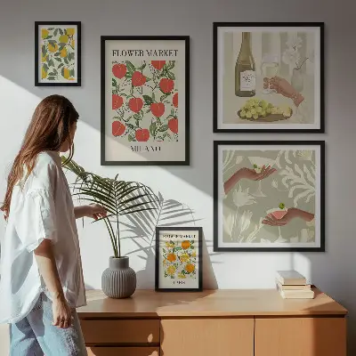 Wanddecoratie met fruit- en bloemmotief vintage stijl