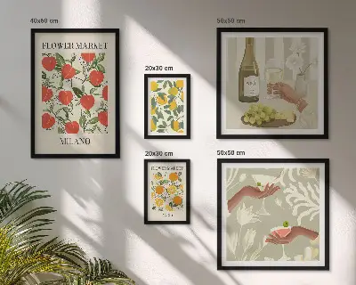 Wanddecoratie met fruit- en bloemmotief vintage stijl