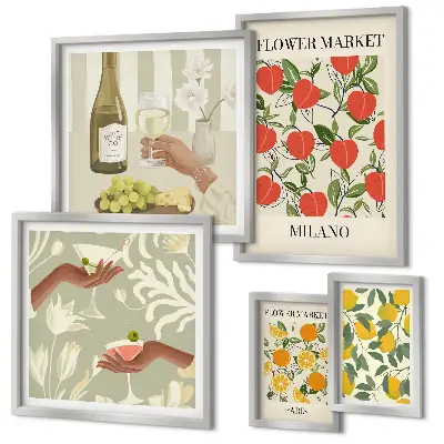 Wanddecoratie met fruit- en bloemmotief vintage stijl