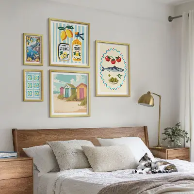 Moderne schilderijenset met thema smaken van de mediterrane keuken