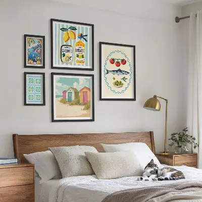 Moderne schilderijenset met thema smaken van de mediterrane keuken