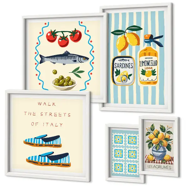 Wanddecoratie compositie Italiaanse keuken met citrusvruchten