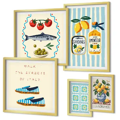 Wanddecoratie compositie Italiaanse keuken met citrusvruchten