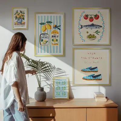 Wanddecoratie compositie Italiaanse keuken met citrusvruchten