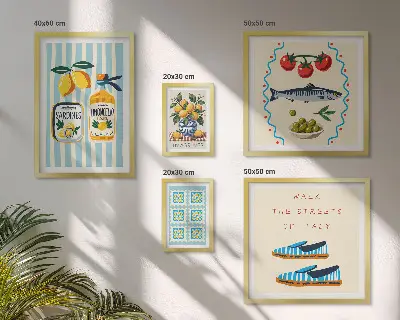 Wanddecoratie compositie Italiaanse keuken met citrusvruchten