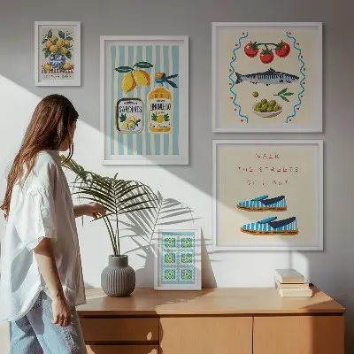 Wanddecoratie compositie Italiaanse keuken met citrusvruchten