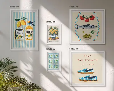Wanddecoratie compositie Italiaanse keuken met citrusvruchten
