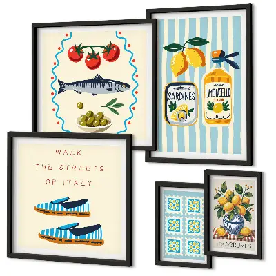 Wanddecoratie compositie Italiaanse keuken met citrusvruchten