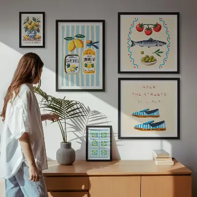 Wanddecoratie compositie Italiaanse keuken met citrusvruchten