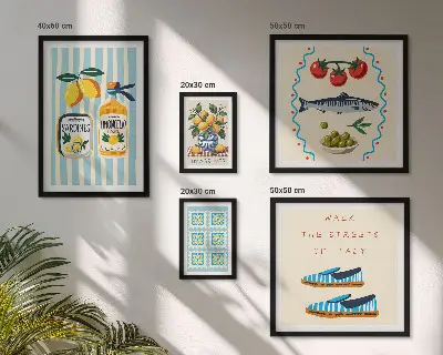 Wanddecoratie compositie Italiaanse keuken met citrusvruchten