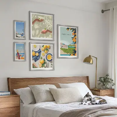 Moderne schilderijenset Italiaanse vakantie met Amalfi en Capri