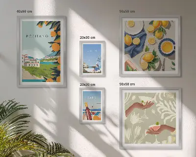 Moderne schilderijenset Italiaanse vakantie met Amalfi en Capri