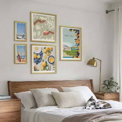 Moderne schilderijenset Italiaanse vakantie met Amalfi en Capri