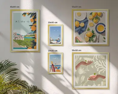 Moderne schilderijenset Italiaanse vakantie met Amalfi en Capri