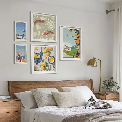 Moderne schilderijenset Italiaanse vakantie met Amalfi en Capri