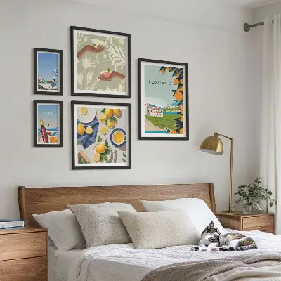 Moderne schilderijenset Italiaanse vakantie met Amalfi en Capri