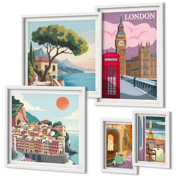 Wanddecoratie compositie met Europese cultuursteden