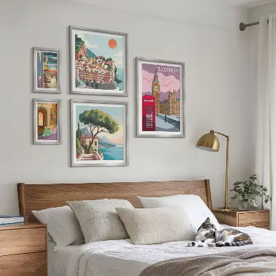 Wanddecoratie compositie met Europese cultuursteden