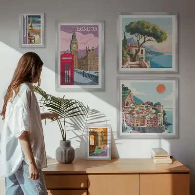 Wanddecoratie compositie met Europese cultuursteden