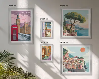Wanddecoratie compositie met Europese cultuursteden