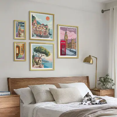 Wanddecoratie compositie met Europese cultuursteden