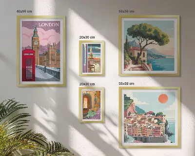Wanddecoratie compositie met Europese cultuursteden