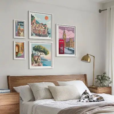 Wanddecoratie compositie met Europese cultuursteden