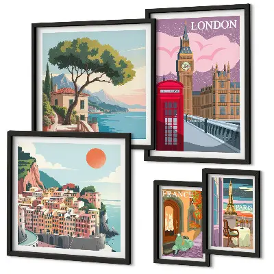 Wanddecoratie compositie met Europese cultuursteden