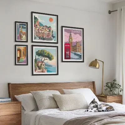 Wanddecoratie compositie met Europese cultuursteden