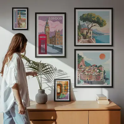 Wanddecoratie compositie met Europese cultuursteden