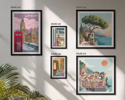 Wanddecoratie compositie met Europese cultuursteden