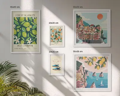 Moderne schilderijen set Tropische fruitvakantie