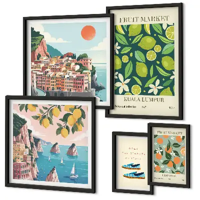 Moderne schilderijen set Tropische fruitvakantie