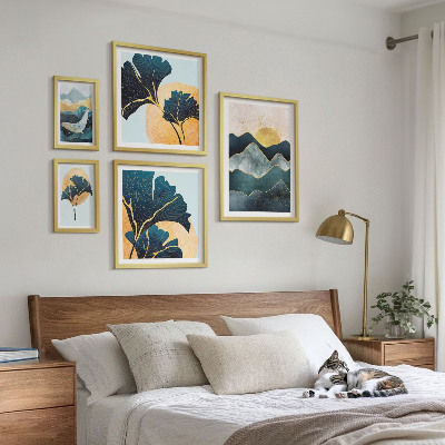 Wanddecoratie compositie Stijlvolle berglandschappen met planten