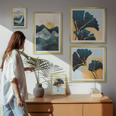 Wanddecoratie compositie Stijlvolle berglandschappen met planten