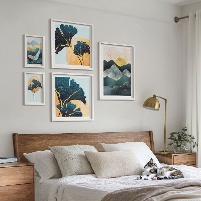 Wanddecoratie compositie Stijlvolle berglandschappen met planten
