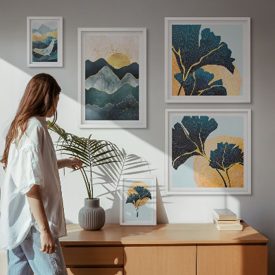 Wanddecoratie compositie Stijlvolle berglandschappen met planten