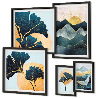 Wanddecoratie compositie Stijlvolle berglandschappen met planten