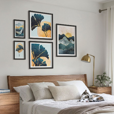 Wanddecoratie compositie Stijlvolle berglandschappen met planten