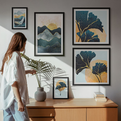 Wanddecoratie compositie Stijlvolle berglandschappen met planten