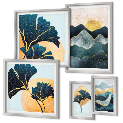 Wanddecoratie compositie Stijlvolle berglandschappen met planten