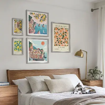 Moderne schilderijen set Fruitmarkten aan zee