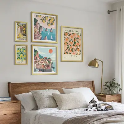 Moderne schilderijen set Fruitmarkten aan zee