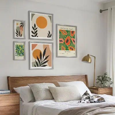 Moderne schilderijen set met retro motieven van tropisch fruit