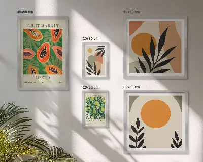 Moderne schilderijen set met retro motieven van tropisch fruit