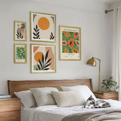 Moderne schilderijen set met retro motieven van tropisch fruit