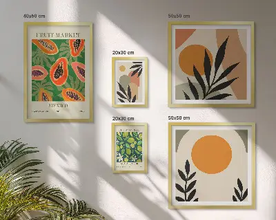 Moderne schilderijen set met retro motieven van tropisch fruit