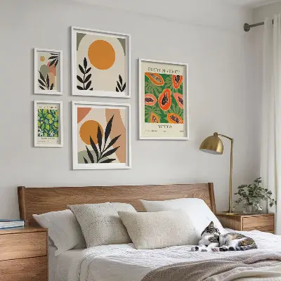 Moderne schilderijen set met retro motieven van tropisch fruit